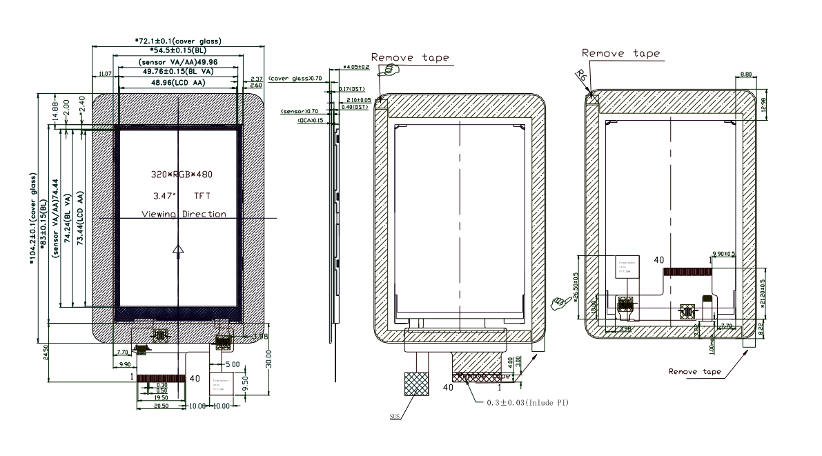 Mechanical Drawing - 4D LCD 35480320 3.5